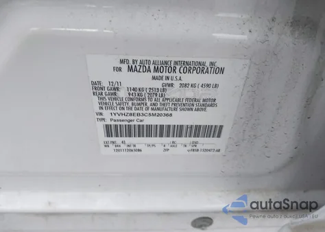 2012 Mazda Mazda6 S Touring Plus из США, поврежденный, VIN 1YVHZ8EB3C5M20368